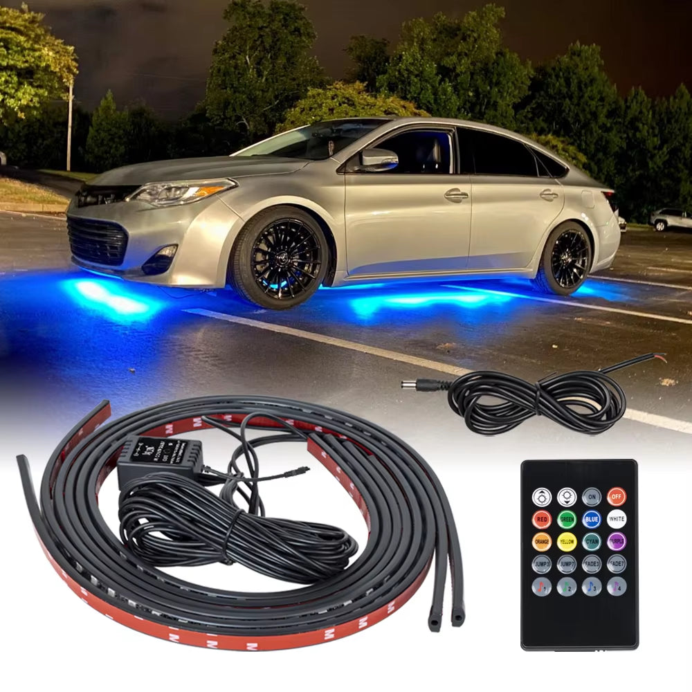 Car Underbody Light Decorative Lamp Neon LED RGB Car Underglow Bottom Light Remote/App Control Flexible Waterproof LED Strip