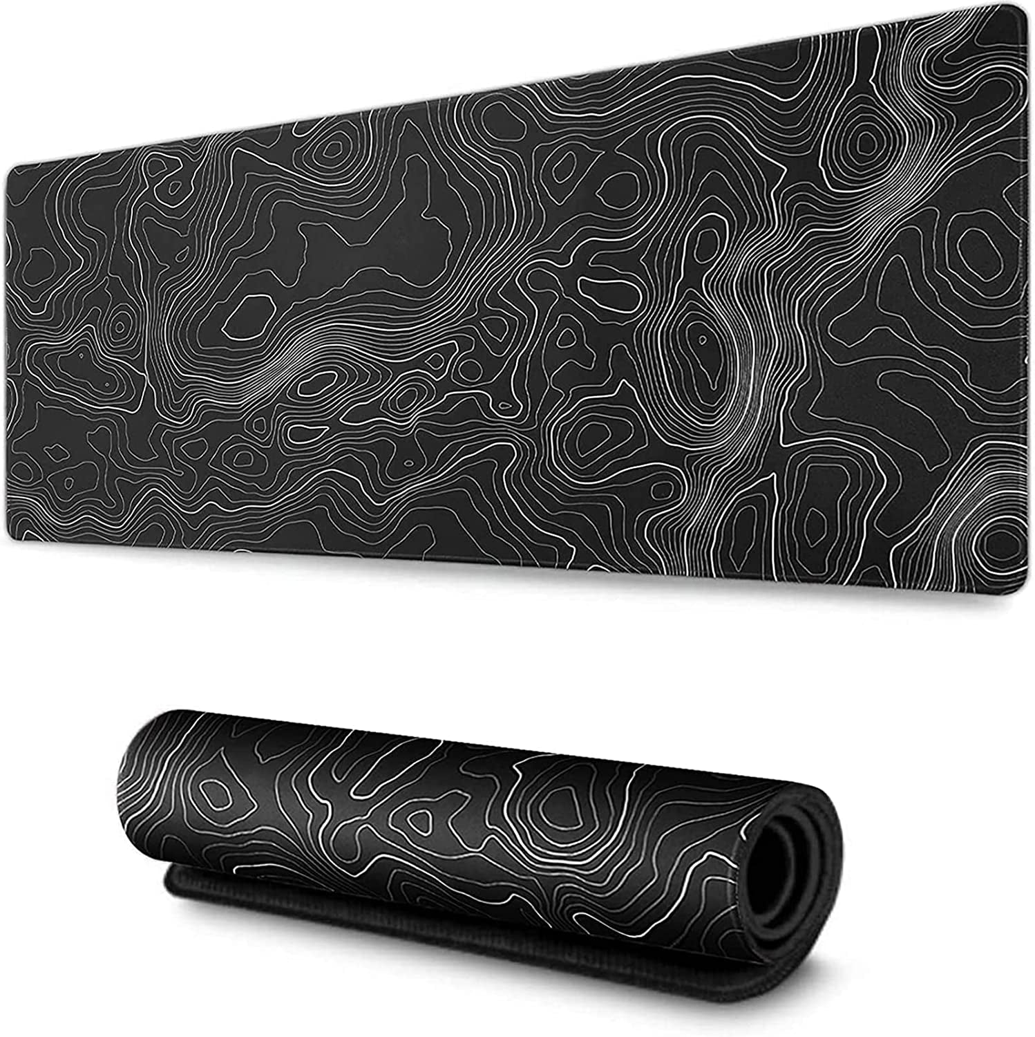 Large Mouse Pad Mat (35X17 In) Extended XXXL Gaming Mouse Pad with Non-Slip Rubber Base,Background Topographic Map Lines Contour Geographic for Gaming Office Laptop Computer Men Women