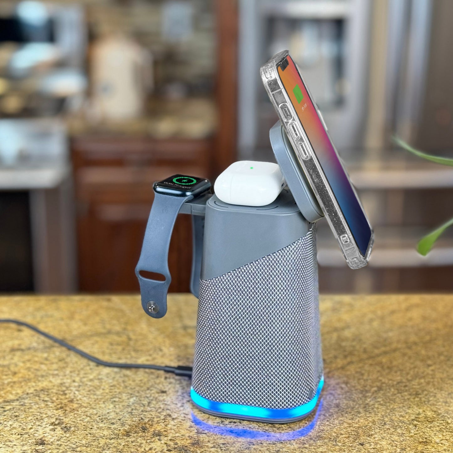 IBT70 Triple Wireless Charging Stand with Bluetooth Speaker